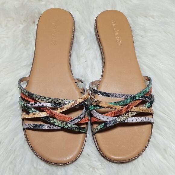Madewell Tracie Crisscross Snakeskin Print Leather Slide Sandals - Picture 1 of 7